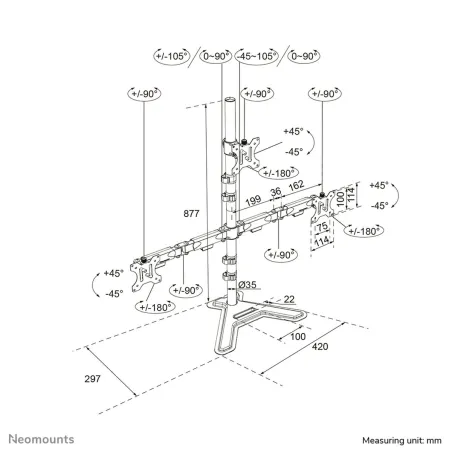 Ekrano laikiklis Neomounts DS45-600BL2-1 10" 32"